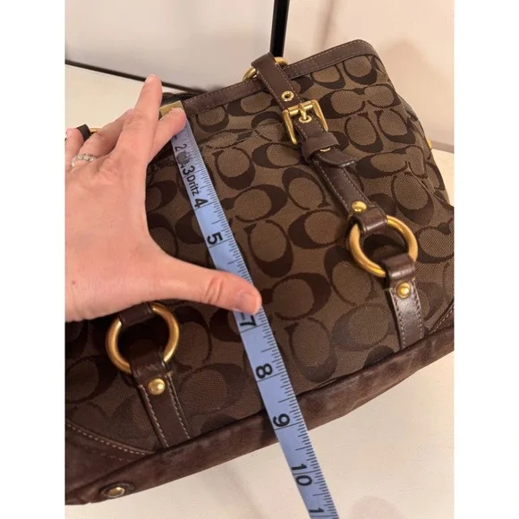 Coach Hampton Signature Carryall Brown Jacquard Vintage Leather Tote Bag 10384 - Picture 9 of 10